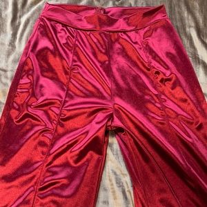 Fashion Nova Red Satin wide leg pants